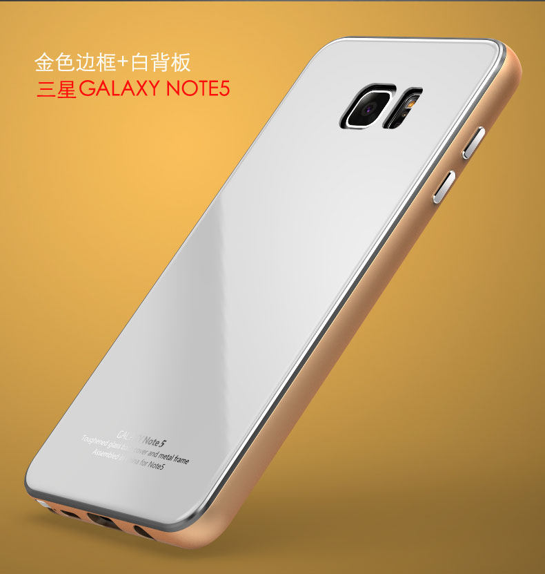 Luphie Aircraft Aluminum Metal Frame 9H Tempered Glass Back Cover Case for Samsung Galaxy Note 5 N9200