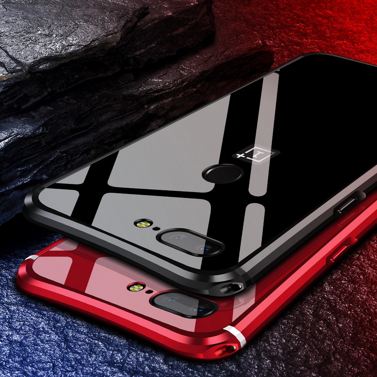 iy Rainbow Aluminum Metal Bumper Dazzle PC Back Cover Case for OnePlus 5T