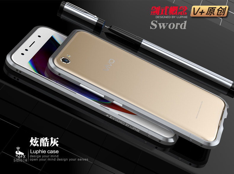 Luphie Blade Sword Slim Light Aluminum Bumper Metal Shell Case for vivo X9