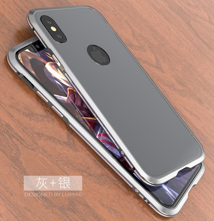 Luphie Bi-Color Blade Sword Slim Light Aluminum Bumper Frosted PC Back Cover Case for Apple iPhone X