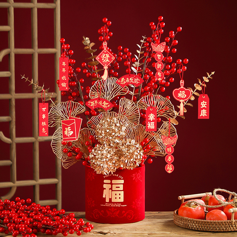 2024 Long year New Year decorations Fobarrel fortune Fortune Fruits Swing Pieces Living Room TV Cabinet Lunar New Year's Eve Gift-to-Gift Gift-Taobao