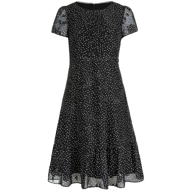 Mingshilu summer new temperament dress goddess fan Qingshu small polka dot ruffled chiffon A-line skirt