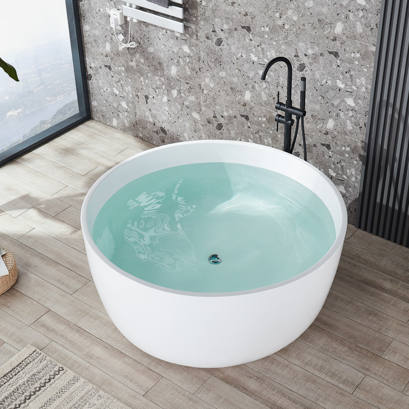 Artificial Stone Acrylic Bathtub Round Home Villa Hotel Engineering Freestern-style Seamless Thin Side Insulated Bathtub-Taobao
