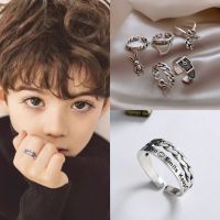 Children's personalized fashion retro rings, children's boys' hip-hop street dance stage performance accessories, girls' trendy rings
