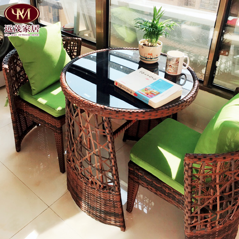 Balcony table and chairs Three sets of sets outdoor patio Leisure open air small tea table Idea collection and rattan chairs and chairs