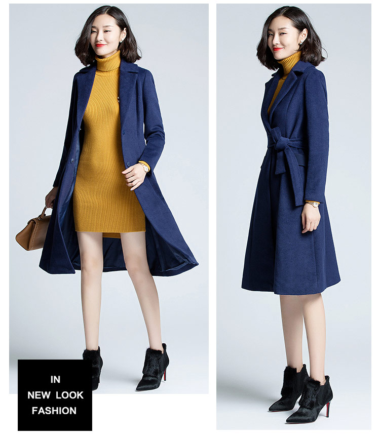 Giải phóng mặt bằng 2016 mùa thu và mùa đông phụ nữ mới của eo slim tự trồng coat trong dài áo len 17107 áo dạ lông cừu nữ đẹp
