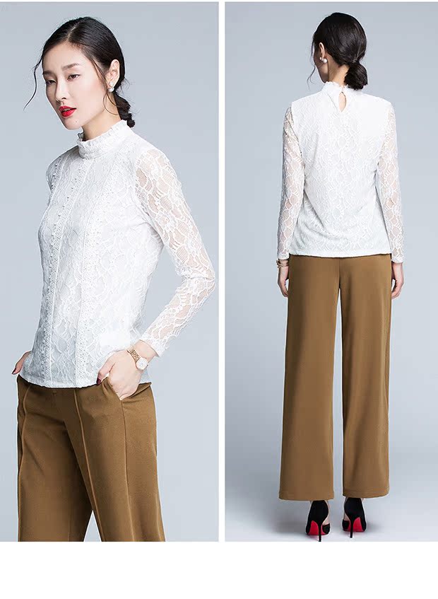 Cần bán / quý cô mới khí chất thời trang thêu đáy áo voan dài tay phối phối áo sơ mi ren 11182 mẫu áo sơ mi nữ đẹp