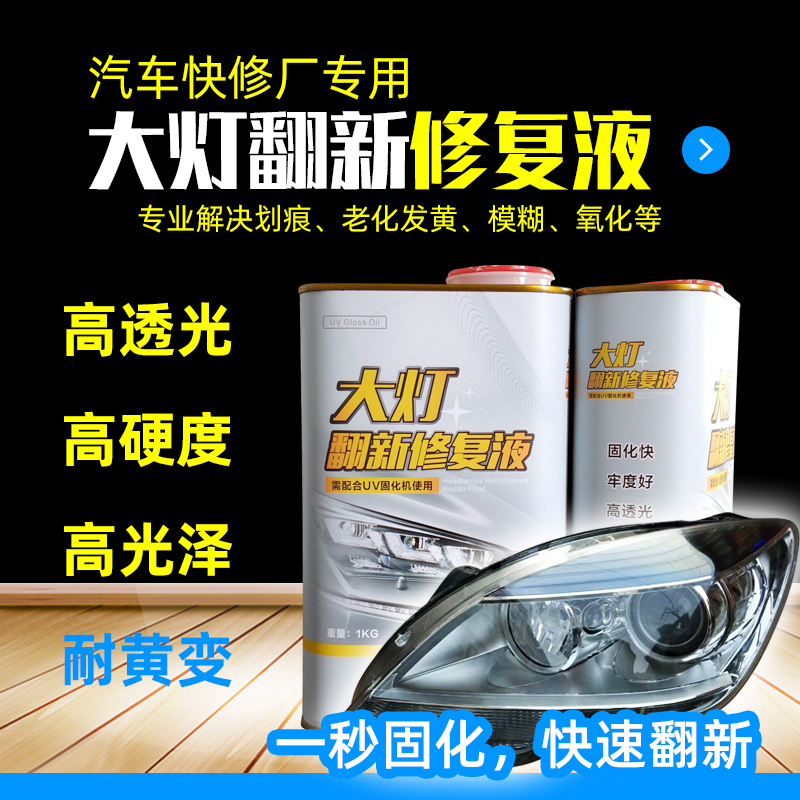 Car headlight renovation repair solution UV living room lamp coating solution UV varnish crystal plating solution High transparent yellow varnish