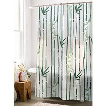 New Chinese style simple fresh waterproof and mildew proof thick polyester toilet bathroom shower curtain partition curtain bamboo forest