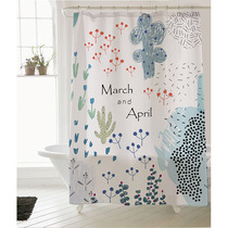 Nordic Ins hand-painted fresh waterproof and mildew-proof thickened polyester bathroom bathroom shower curtain curtain spring graffiti