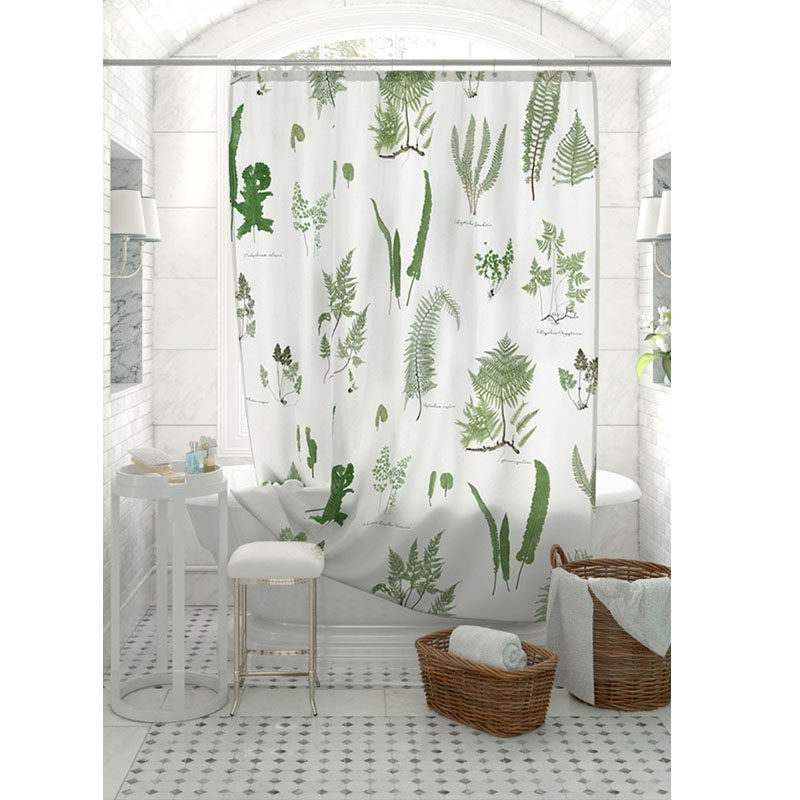 Nordic retro atlas new simple personality fern small clear waterproof anti-mildew environmental protection partition curtain curtain shower curtain