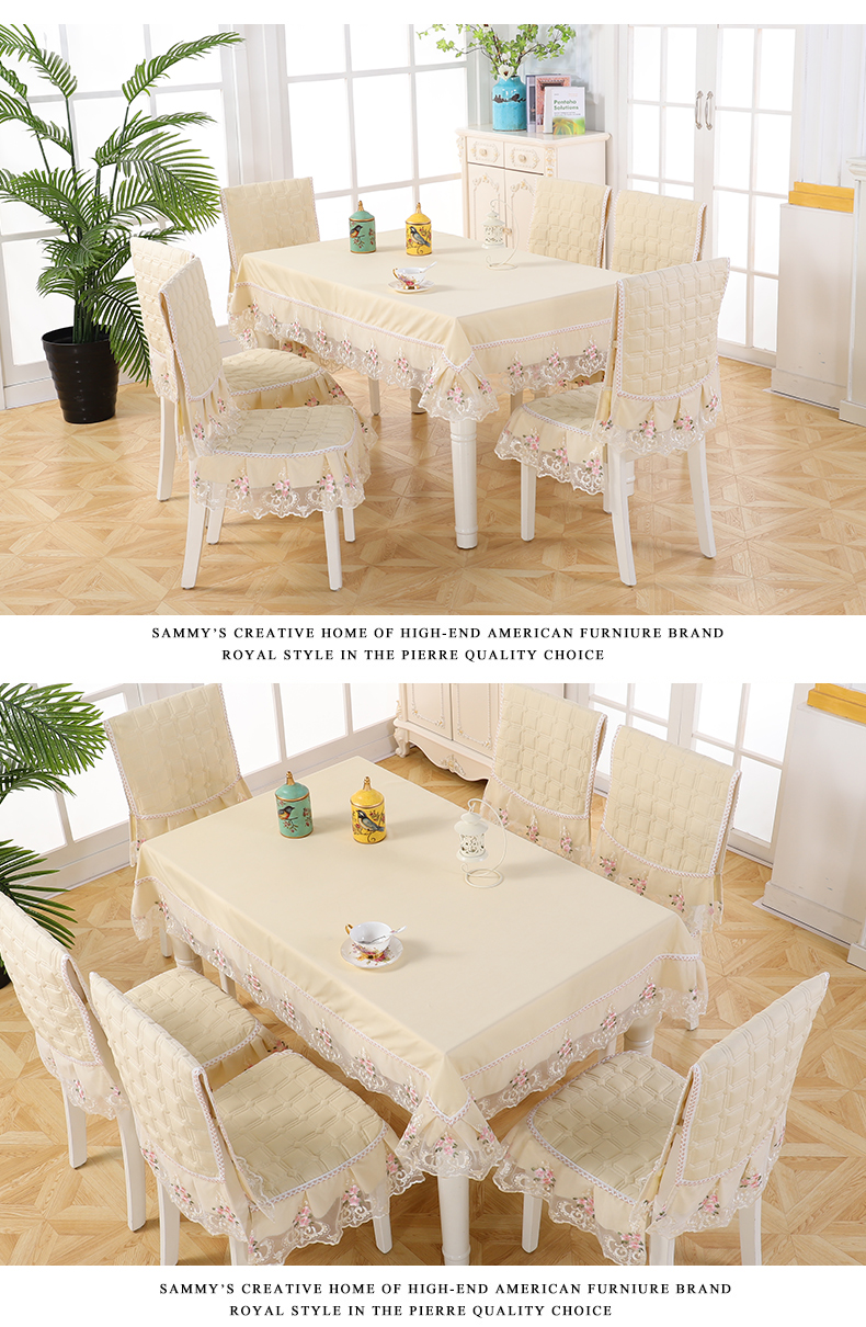 Bàn ăn bọc vải ghế bọc đệm đặt bàn cà phê khăn trải bàn vải hình chữ nhật châu Âu hiện đại tối giản hộ gia đình khăn trải bàn trắng trơn