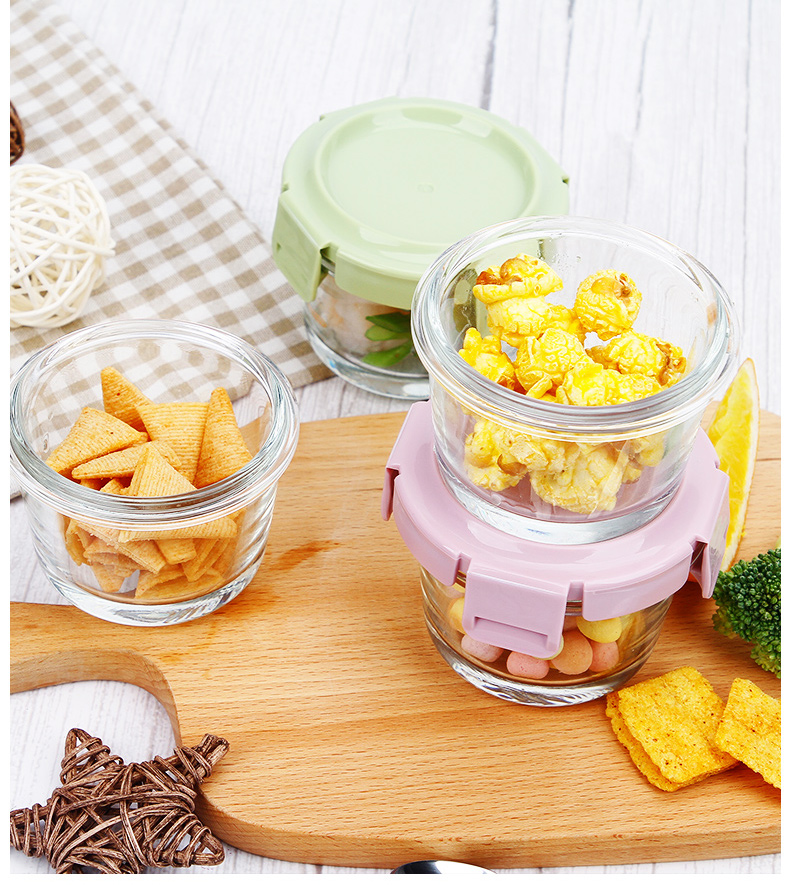 Baby's box portable infant children tableware glass can be cooking the receive storage bowl frozen cake square