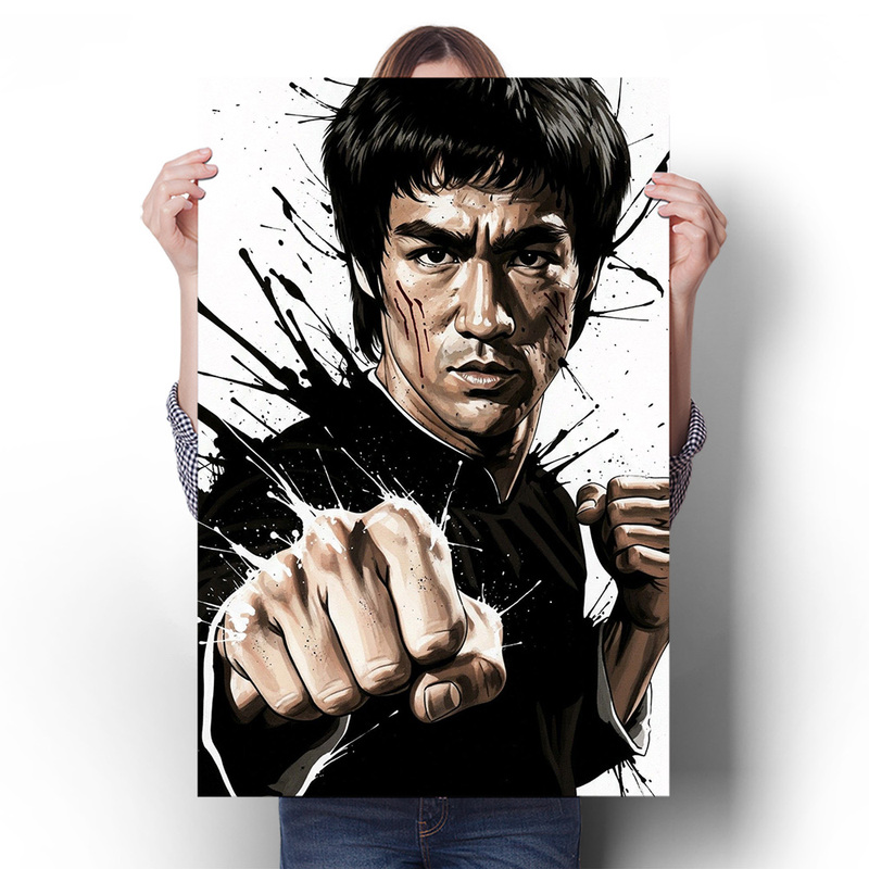 Retro Nostalgic Bruce Lee Poster Decorative Painting Student Dormitory Boxer Nunchaku Sanda Boxing Wall Sticker Mural Retro Nostalgic Bruce Lee Poster Decorative Painting Student Dormitory Boxer Nunchaku Sanda Boxing Wall Sticker Mural
