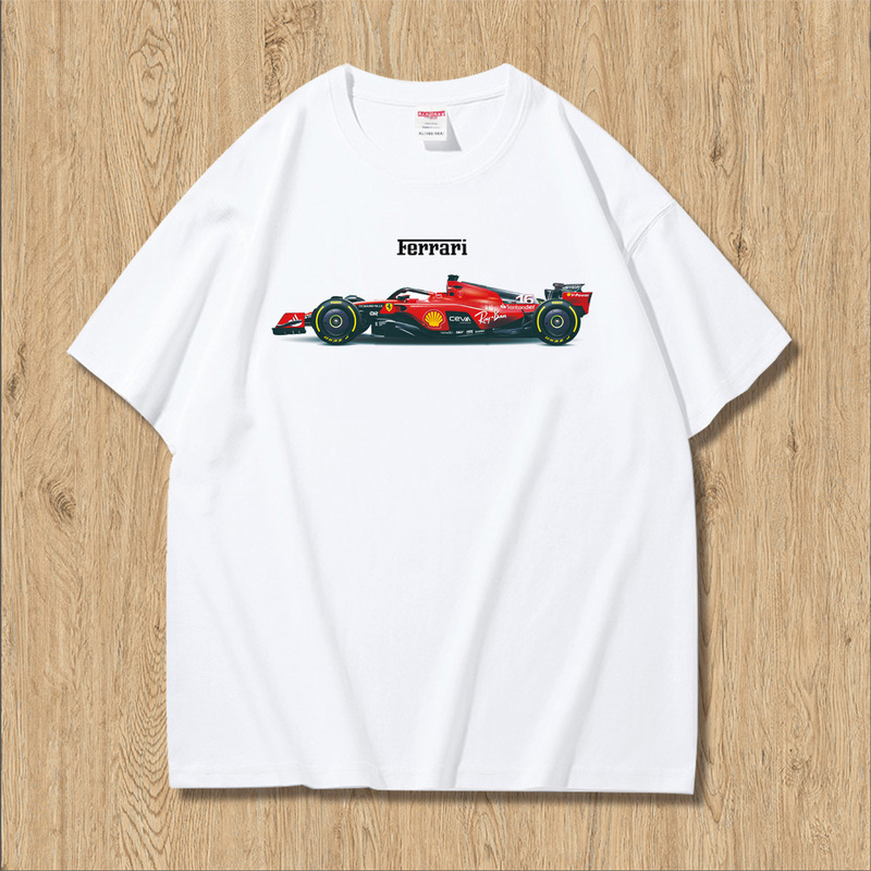 F1 Formula Racing Pure Cotton T-Shirt Ferrari Supercar Mclaren Top Men's Summer High-Quality Half-Sleeve Trendy Brand T-Shirt
