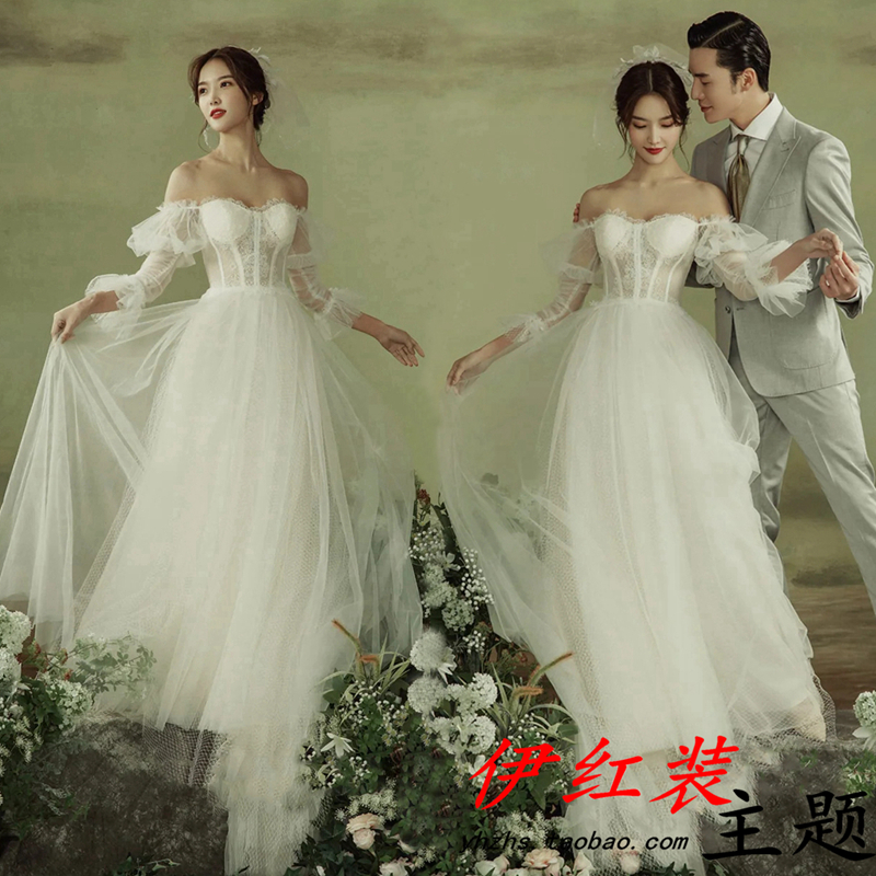 White wedding dress suitable for photo sessions for beloved, clothing, 2021 collection