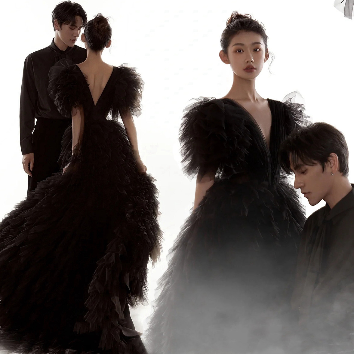 Photo Studio New Theme Clothing Meticulous Black Wedding Dress Couple Photoshoot Photography Street Photography Trailing Dress