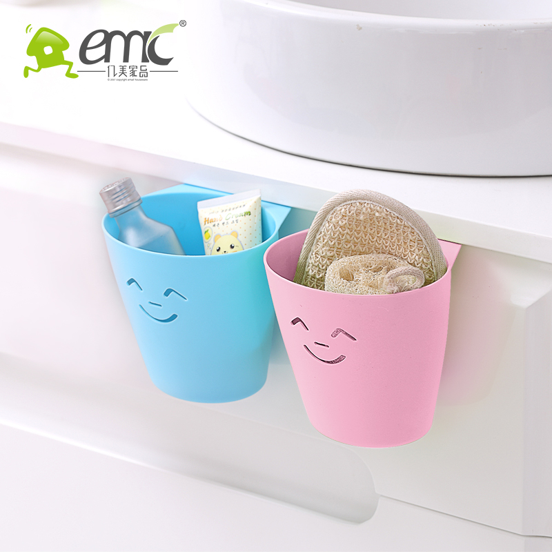 Smile face kitchen wall-mounted trash can plastic hanging home wall-mounted cabinet door-mounted trash can
