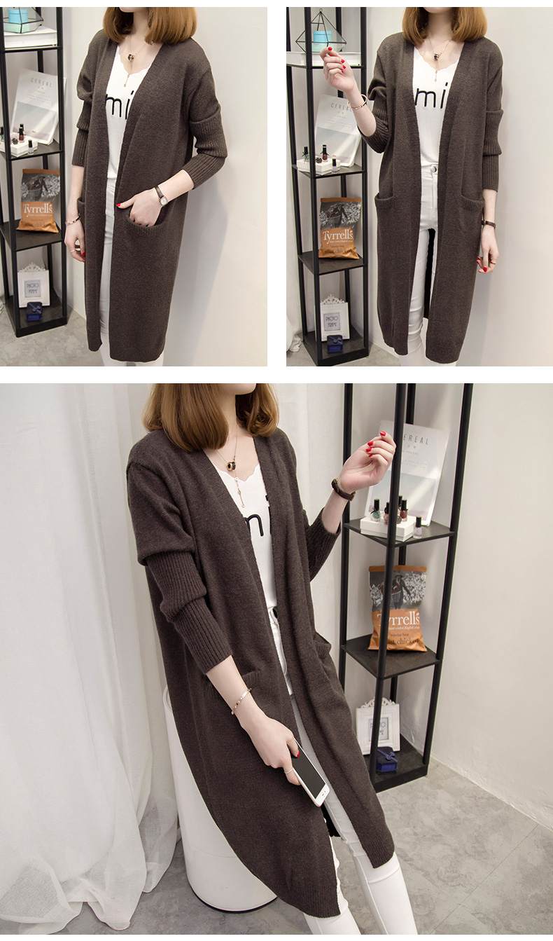 Áo len dài nữ áo len cardigan 2017 xuân hè mới của phụ nữ phiên bản Hàn Quốc của áo sơ mi rộng rãi hoang dã áo len cao cổ nữ