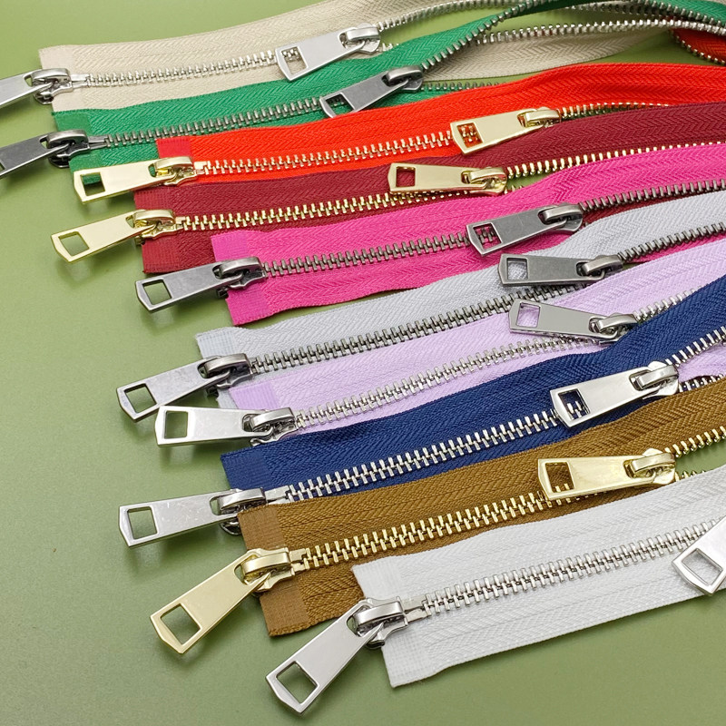 Double-switch bidirectional double head pull chain 5 Number metal pull chain Long version down jacket outerwear leather skirt large cloak lock