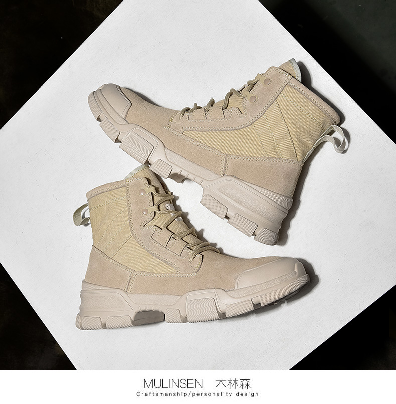 Mu Linsen mùa đông cộng với giày cotton nhung Martin ủng nam ngắn ủng thủy triều để giúp giày tuyết giày ống nam