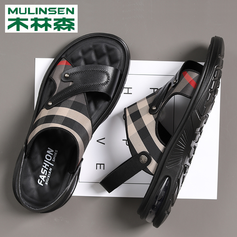 Wooden Linsen Sandals Men Leather Summer Pad Soft Soft Soft Soft Soft Soft Soft Soft Soft Shoes Outdoor Wear Beach Shoes