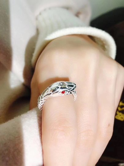 Thai-Stil-Handwerksmarke Foyuange A Z Mineral 925 Silber Schlangenring