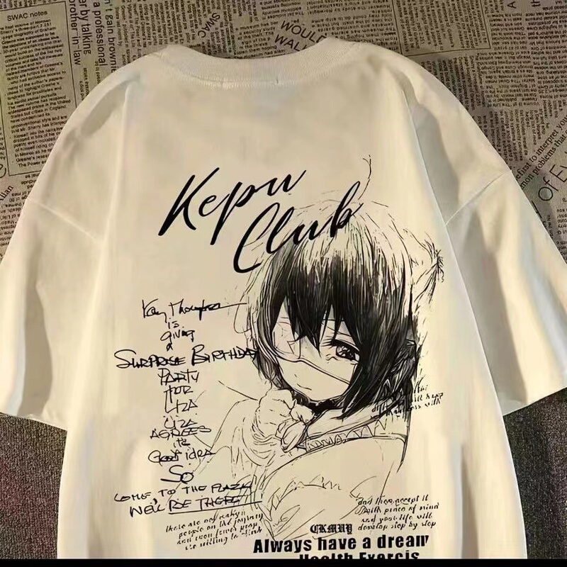Japanese Trendy Brand ins Two-Dimensional Anime Girl Print Short-Sleeved T-Shirt for Men and Women, Summer Loose Oversize Top