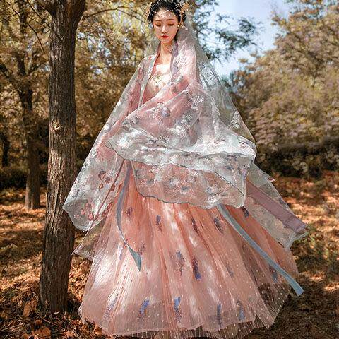 Hanfu schoolgirl flower god-endowed with great sleeve shirt ancient dress clothes supersenszie waist suit fairy girl dress improved in summer 