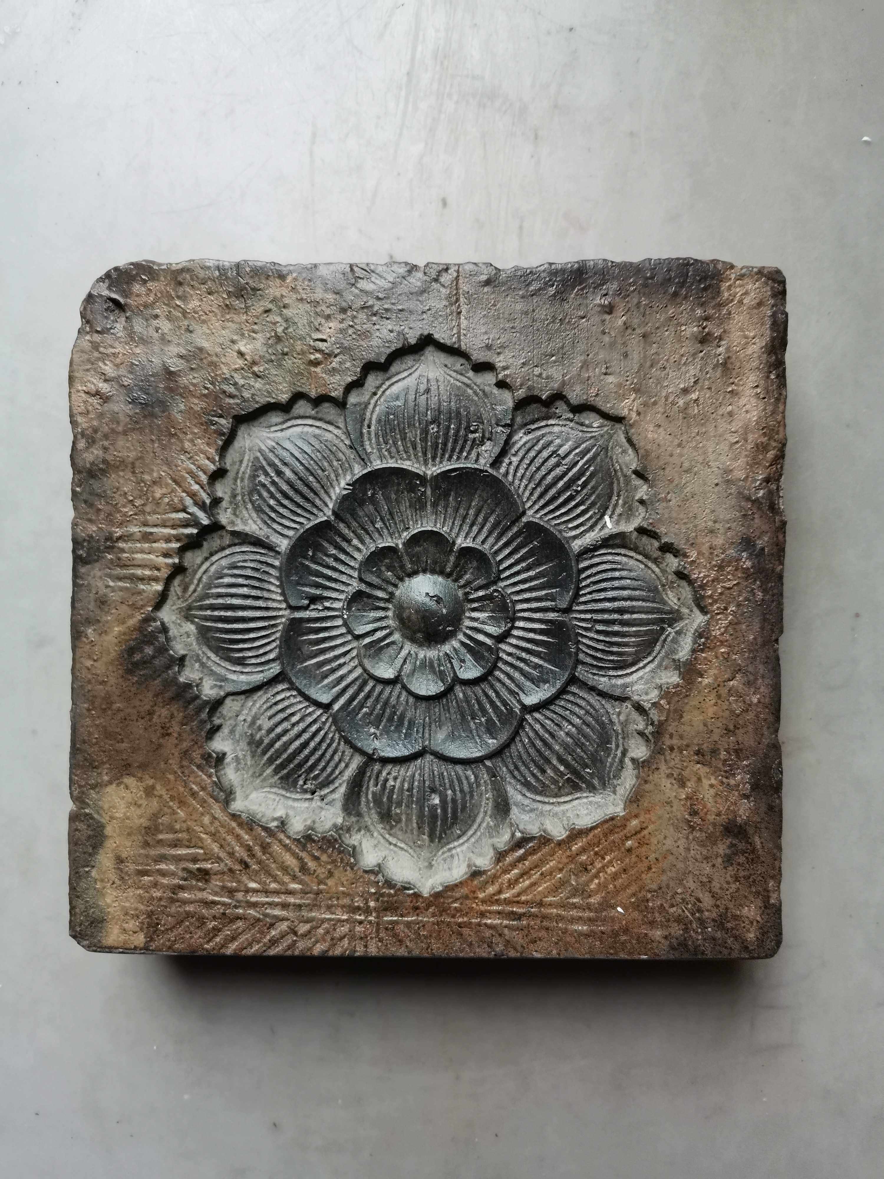 Han Brick Shop Han Brick Tea Table Ancient Brick Inkstone Pot Bearing Dry Bubble Table Baoxiang Flower Style Pot Bearing