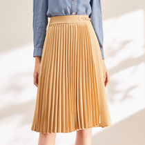 Clearance college style pleated skirt new thin skirt spring 2021 French elegant leather buckle skirt