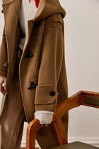 Ozhi Country (Cattle) Alpaca double-sided woolen coat Female niche winter horn buckle cashmere wool jacket