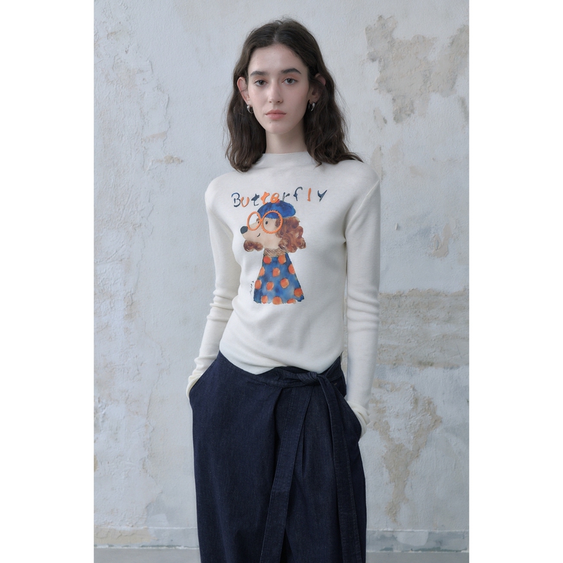 Ozhi Guo Butterfly Puppy Fun Picture Book Style Cocker Spaniel Half Turtleneck Slim-Fit Knit Sweater for Women N1 Ozhi Guo Butterfly Puppy Fun Picture Book Style Cocker Spaniel Half Turtleneck Slim-Fit Knit Sweater for Women N1