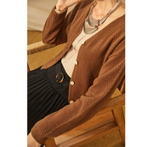 Ozhi country 21 autumn jacquard craft 4-color wool sweater cardigan top French light style retro nostalgia