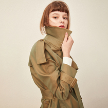 Aozhi country British style short windbreaker women 2021 new autumn high-end small man tooling coat spring and autumn