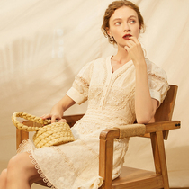 Aozhi Country (Xian Z series) heavy industry lace French embroidery splicing dress holiday skirt 21 new