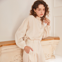 Aozhiguo (cattle goods)texture jacquard shirt suit womens spring and summer 2021 new female copper ammonia silk two-piece set