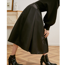 Aozhi country niche design small dress dress autumn and winter New black 90 gray duck down puffy puffy a-shaped skirt Medium-length dress