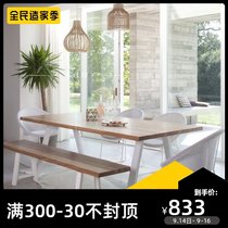 Nordic solid wood conference table simple large workbench white table loft iron dining table rectangular desk