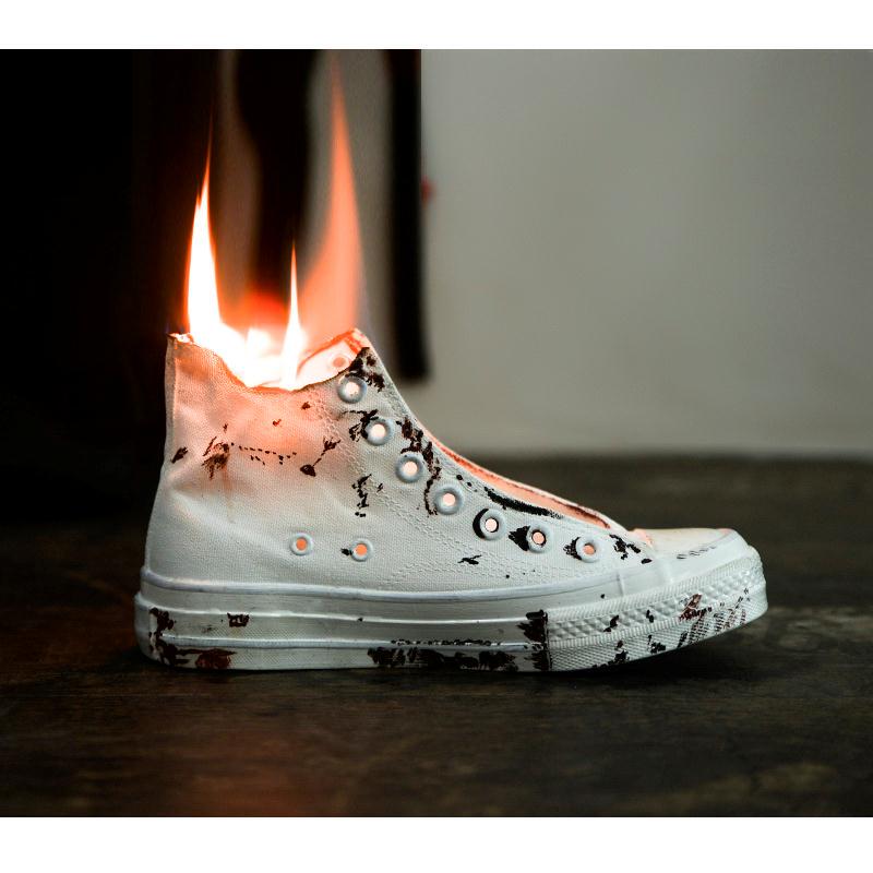 French Niche Designer Daymare's Secondary Murder Series Burnt-Out White Sneakers Graffiti High-Top Canvas Shoes