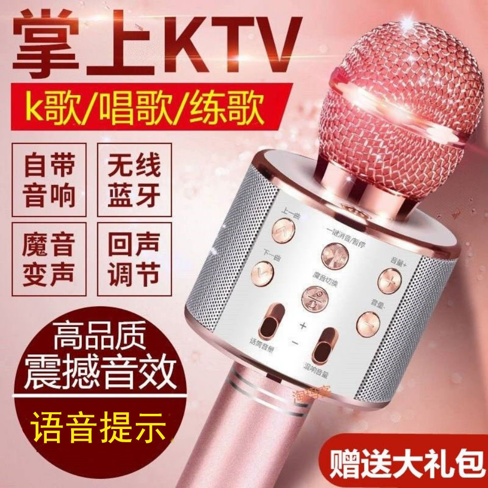 Children's microphone stereo integrated microphone baby early education karaoke singing wireless Bluetooth mobile phone k song home