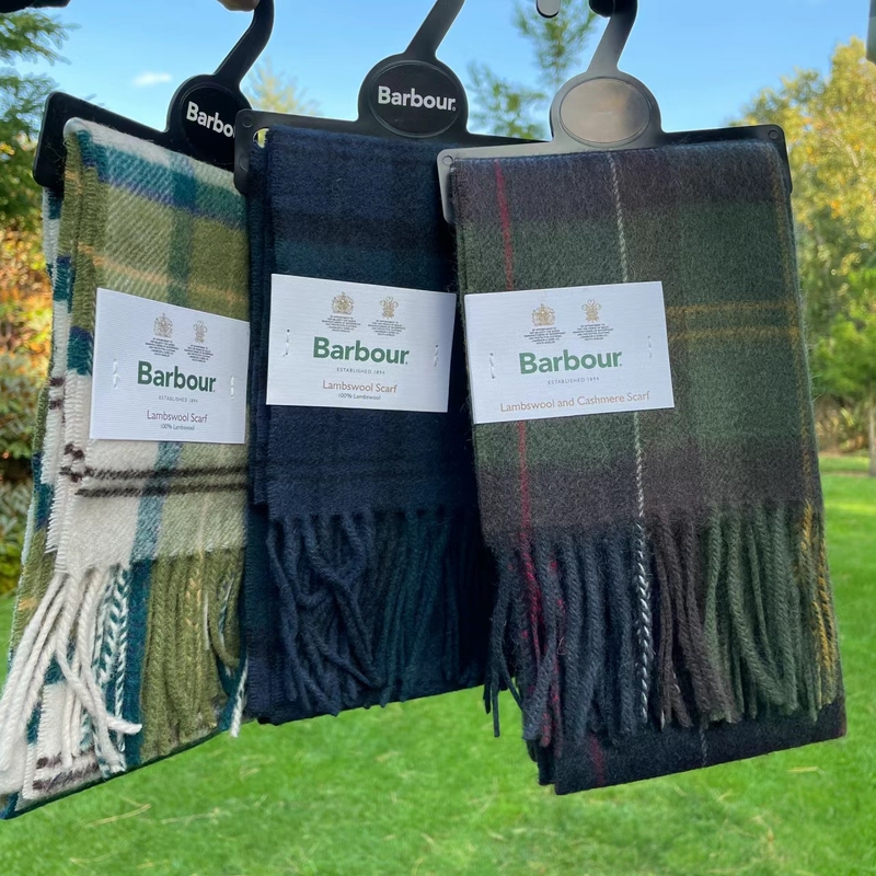 In-Stock Barbour British Scottish Plaid Wool Scarf Neck Warmer for Men and Women Holiday Birthday Gift Usc0001