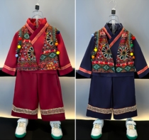 Childrens ethnic minority Zhuang Apparel March Three Hani ethnic Miao men and women Han uniforms Tang Costume Kindergarten Performed