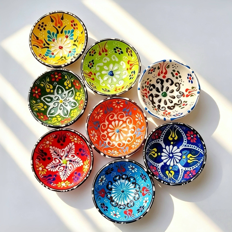 Hand-Painted Small Bowls Imported from Istanbul, Turkey, Exquisite Three-Dimensional Pattern Bowls as Souvenirs