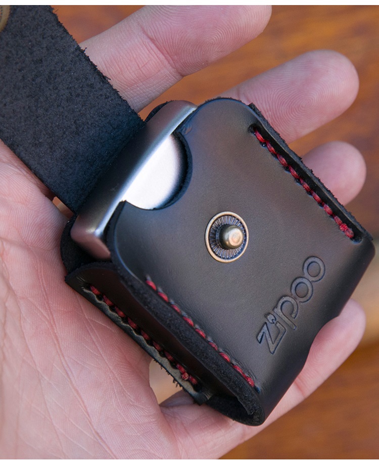 Zippo bao da cháy túi Zhibao nhẹ hơn bảo vệ bao da retro xách tay màu đen da thủ công tùy chỉnh Zorro - Bật lửa bật lửa