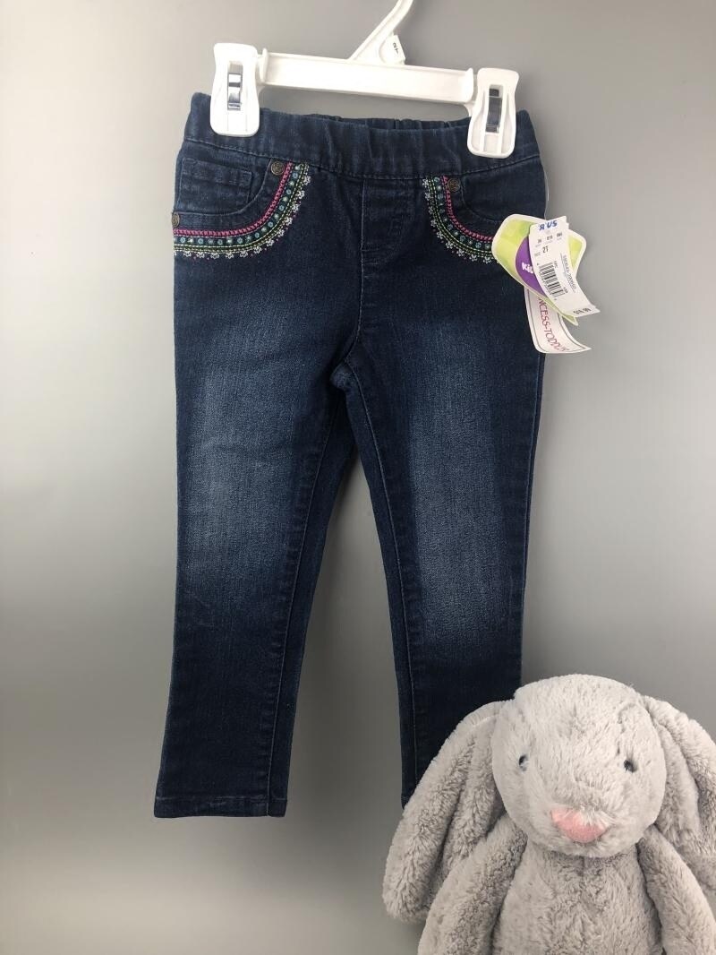 Genuine girl jeans Inn retro Embroidery Elastic Inner lap pants Body Pants Original Single Children Pencil Pants