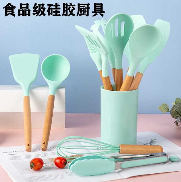 Silicone shovel non-stick pan special silicone spatula set kitchen utensils high temperature resistant kitchen cooking shovel spoon full set