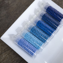 French embroidery nail bead material clothing accessories 2mm rice beads beads porcelain beads Blue Series 6 color into 10g bottle