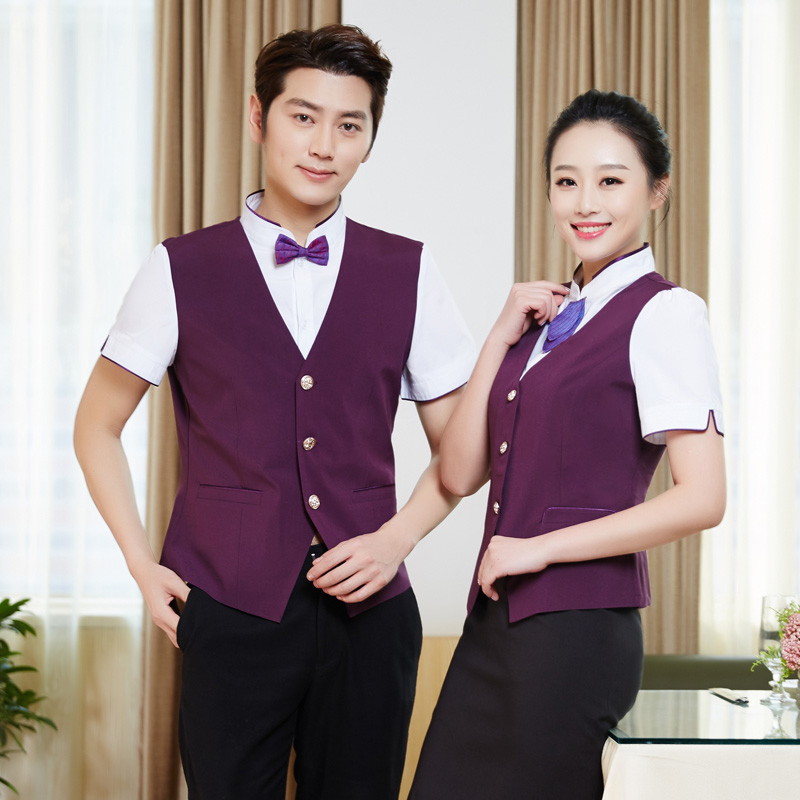 Khách sạn Trung Quốc nhà hàng waiter hấp quần áo mùa hè quần áo làm việc trang trại nóng cửa hàng nồi nhà hàng phương Tây phục vụ tay áo ngắn