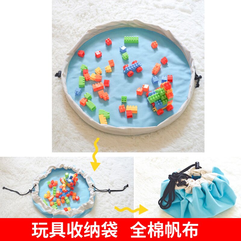 Toy Storage Bag Cotton Canvas Drawstring Bag Quickly Organize Large, Medium and Small Toy Mat Storage